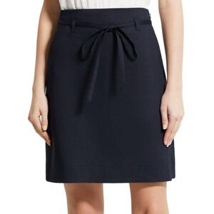 THEORY Linen Blend A Line Mini Skirt Pull On Belt Loop Blue Office Business